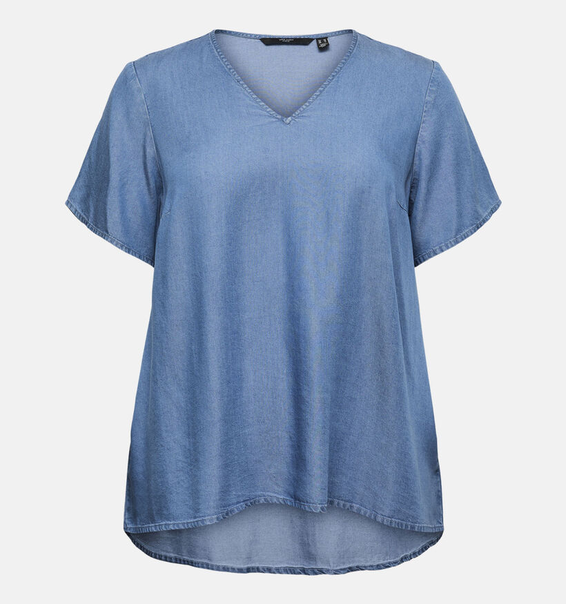 Vero Moda Curve Bree Blauwe T-shirt V-Neck voor dames (369343)