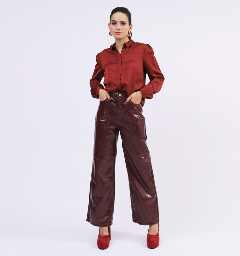 Vero Moda Kathy pantalon large en croco en Bordeaux L 30 pour femmes (326768)