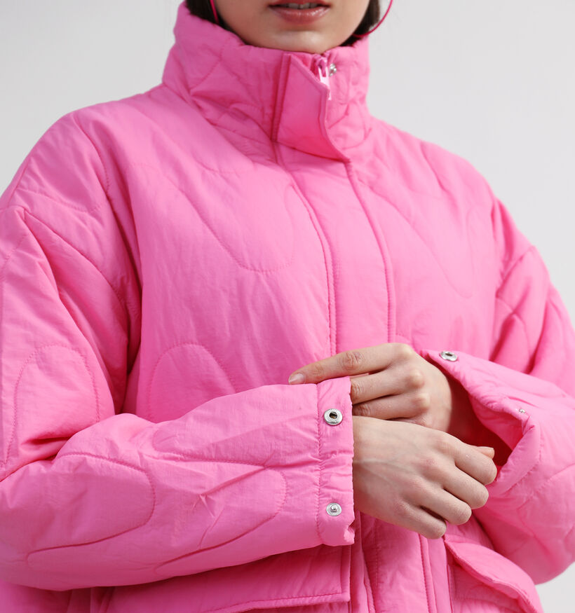 Pieces Fiona Wave Quilt Manteau en Rose pour femmes (334064)