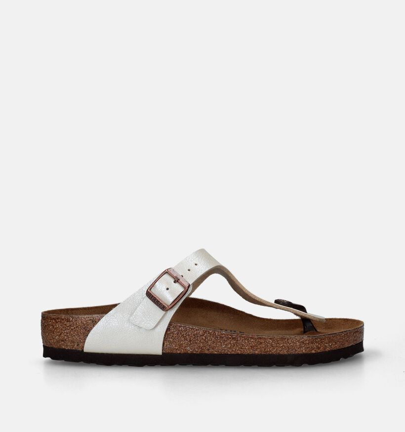 Birkenstock Gizeh Birko-Flor Tongs en Écru pour femmes (339532)