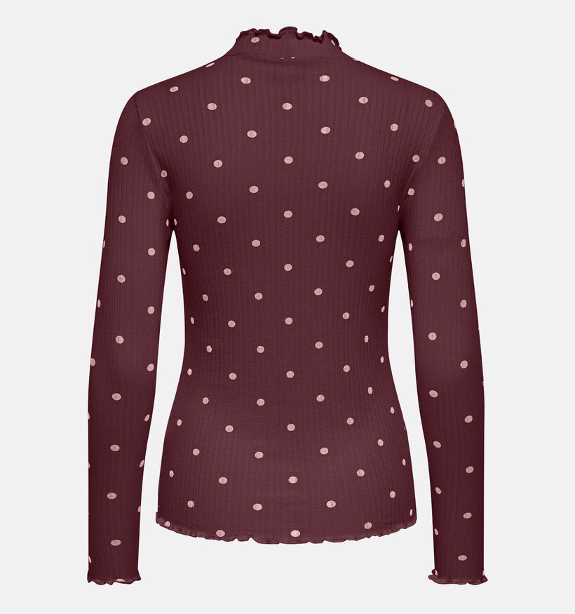 JDY Fransiska Polkadot Bordeaux T-shirt voor dames (375094)