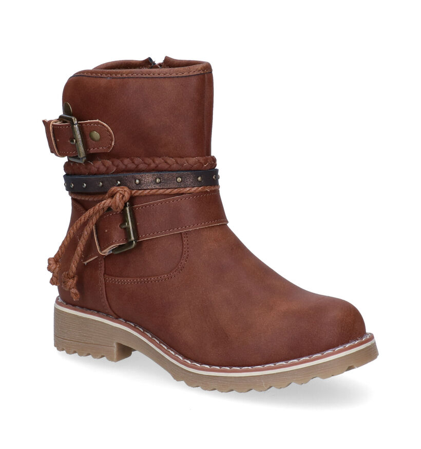 Milo & Mila Cognac Bottines in kunstleer (297201)