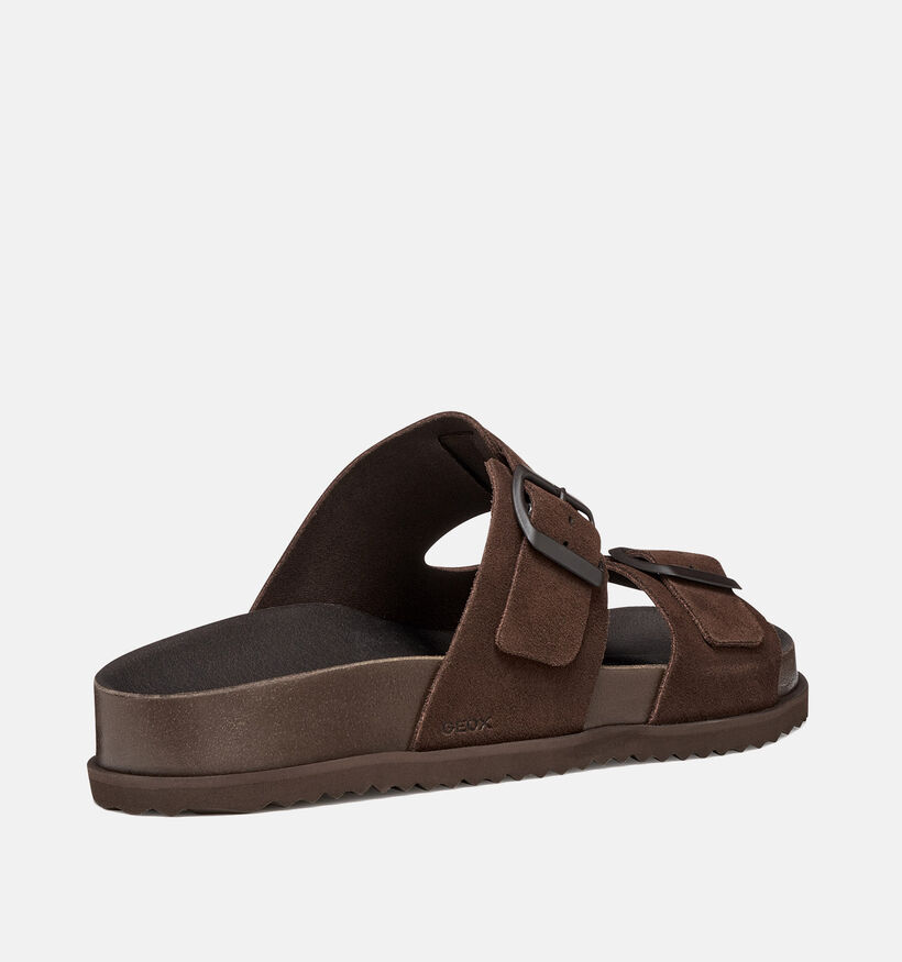 Geox Nu-pieds casual en Brun fonc&eacute; pour hommes (367999)