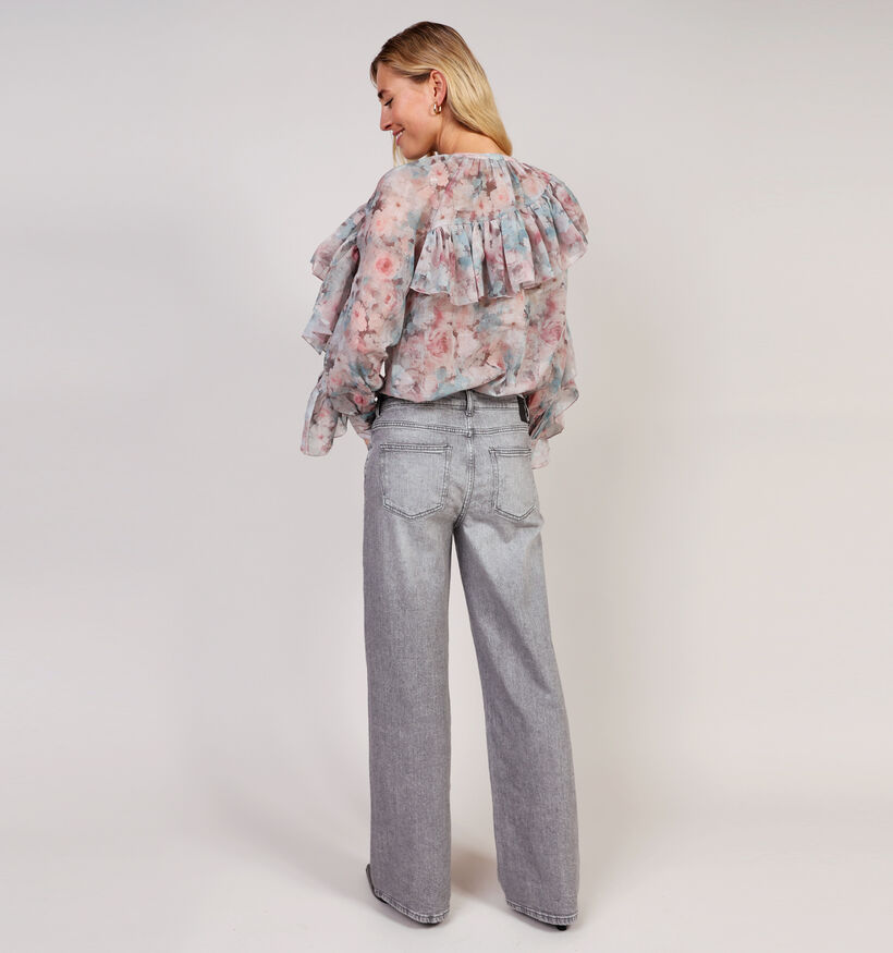 Pieces Silke Grijze Straight leg jeans L32 voor dames (361156)