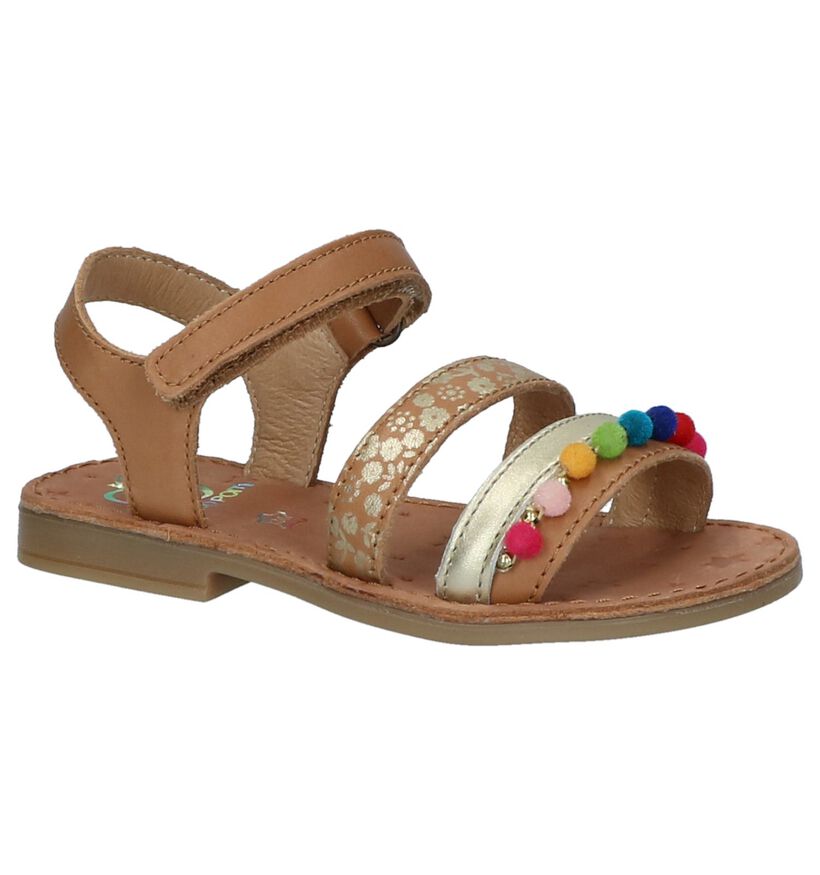 Shoo Pom Cognac Sandalen met Pomponnetjes in leer (215635)