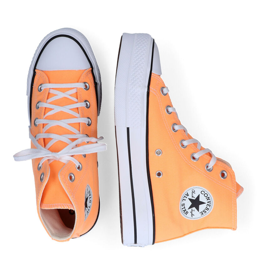Convers Chuck Taylor All Star Lift Platform Oranje Sneakers in stof (320409)