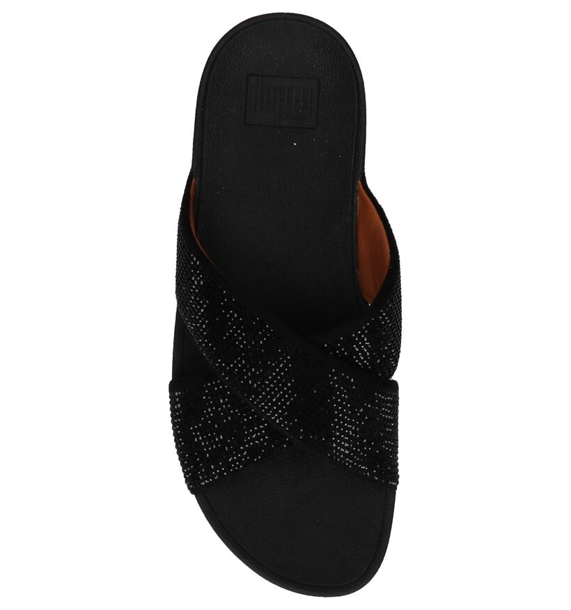 FitFlop Crystall II Slide Sandals Zwarte Slippers met Steentjes, , pdp