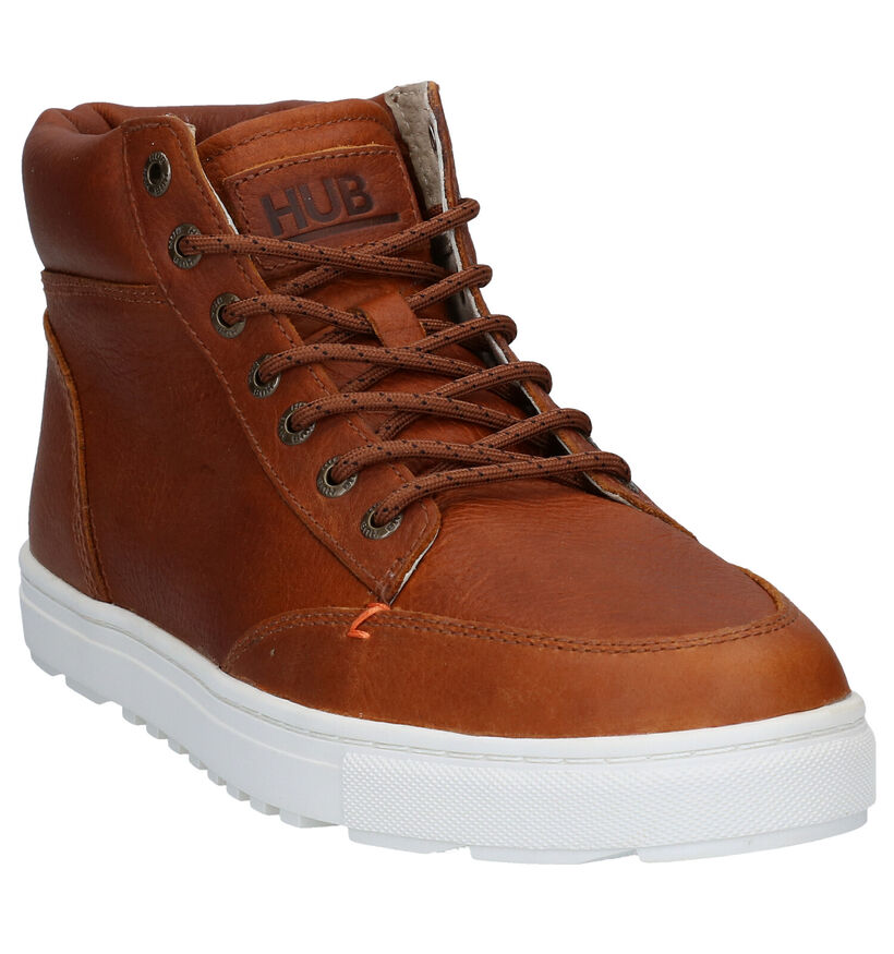 Hub Glasgow Cognac Hoge Schoenen in leer (295999)