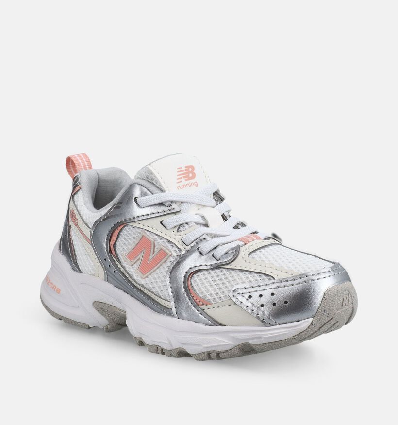 New Balance 530 Baskets basses en Argent/Rose pour filles (375228) - pour semelles orthop&eacute;diques