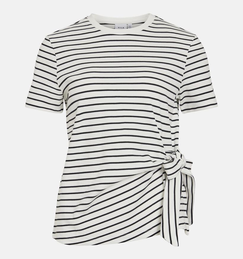 Vila Sinny Knot T-shirt en Blanc/Noir pour femmes (368051)