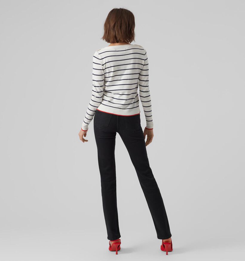 Vero Moda Alma Pull à rayé Blanc / Noir (326948)