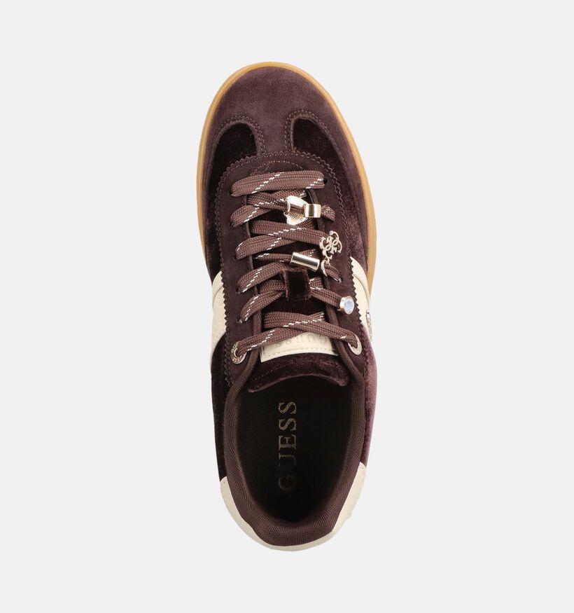 Guess Naoki 2 Baskets en Marron/Ecru pour femmes (379502) - pour semelles orthop&eacute;diques