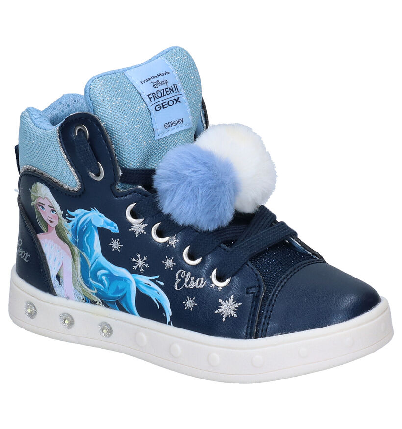 Geox Disney Frozen 2 Blauwe Hoge Schoenen in kunstleer (295120)