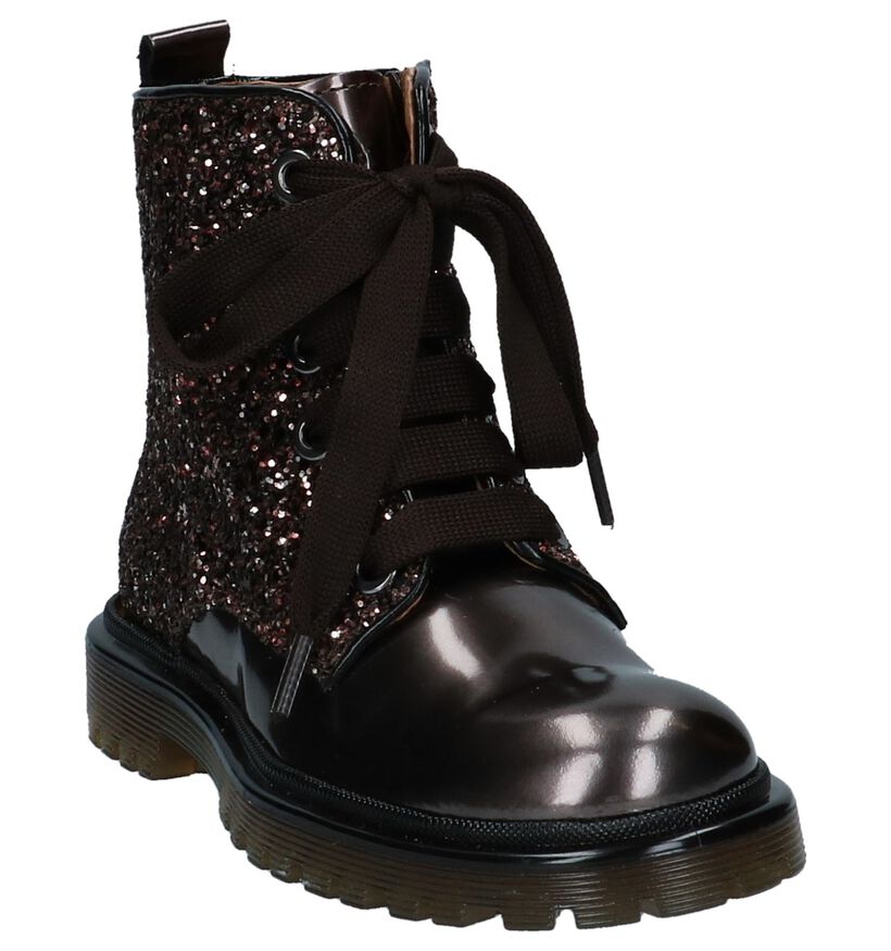 Bronzen Boots met Rits/Veter Romagnoli in lakleer (230212)