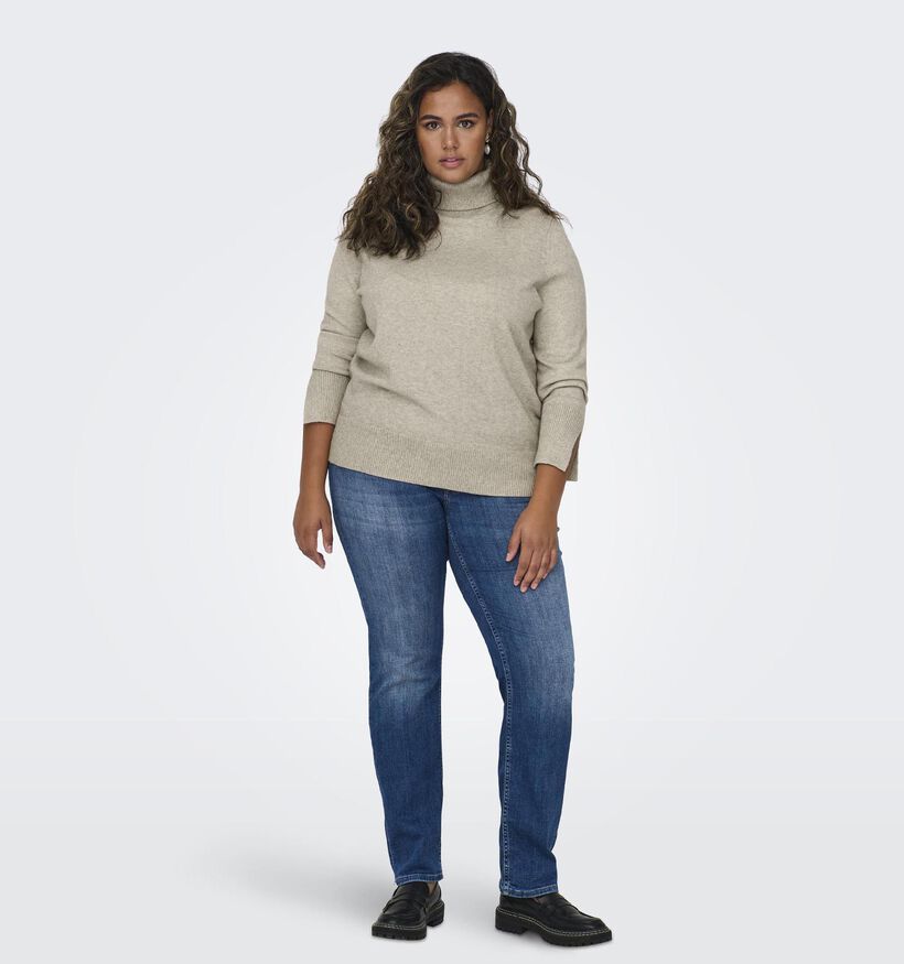 ONLY Carmakoma Fia Beige Trui met rolkraag voor dames (348432)