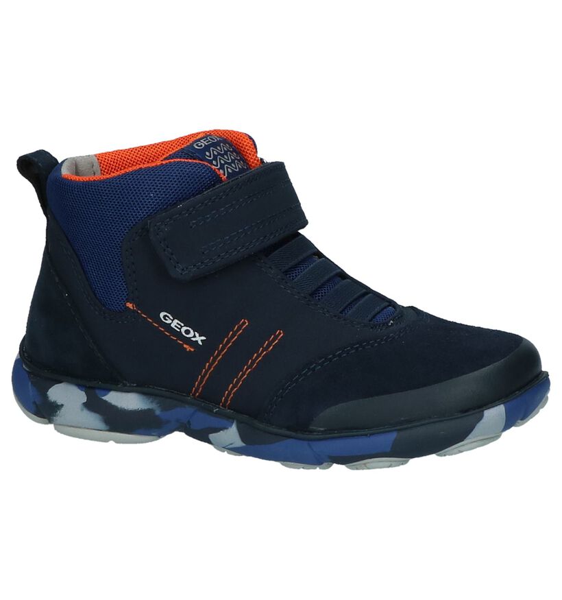 Donkerblauwe Boots met Velcro Geox in daim (223172)