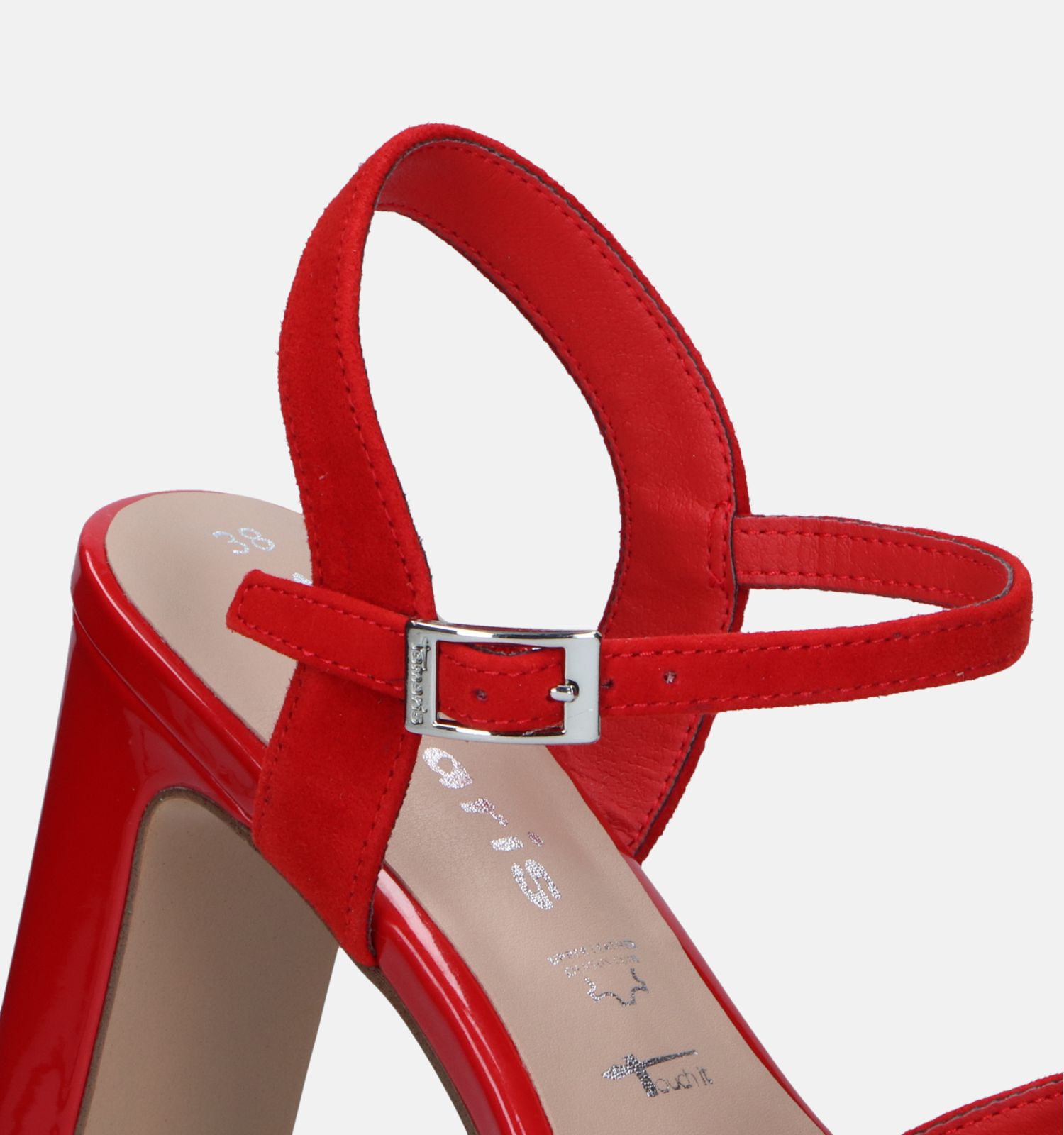 Rode sandalen met hak cheap