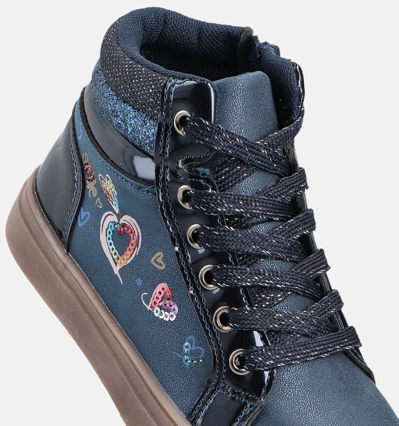 Milo & Mila Blauwe Veterboots voor meisjes (362899) - geschikt voor steunzolen