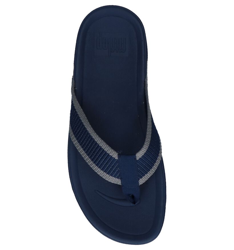 Donkerblauwe Teenslippers FitFlop Surfer Toe Post in stof (240193)