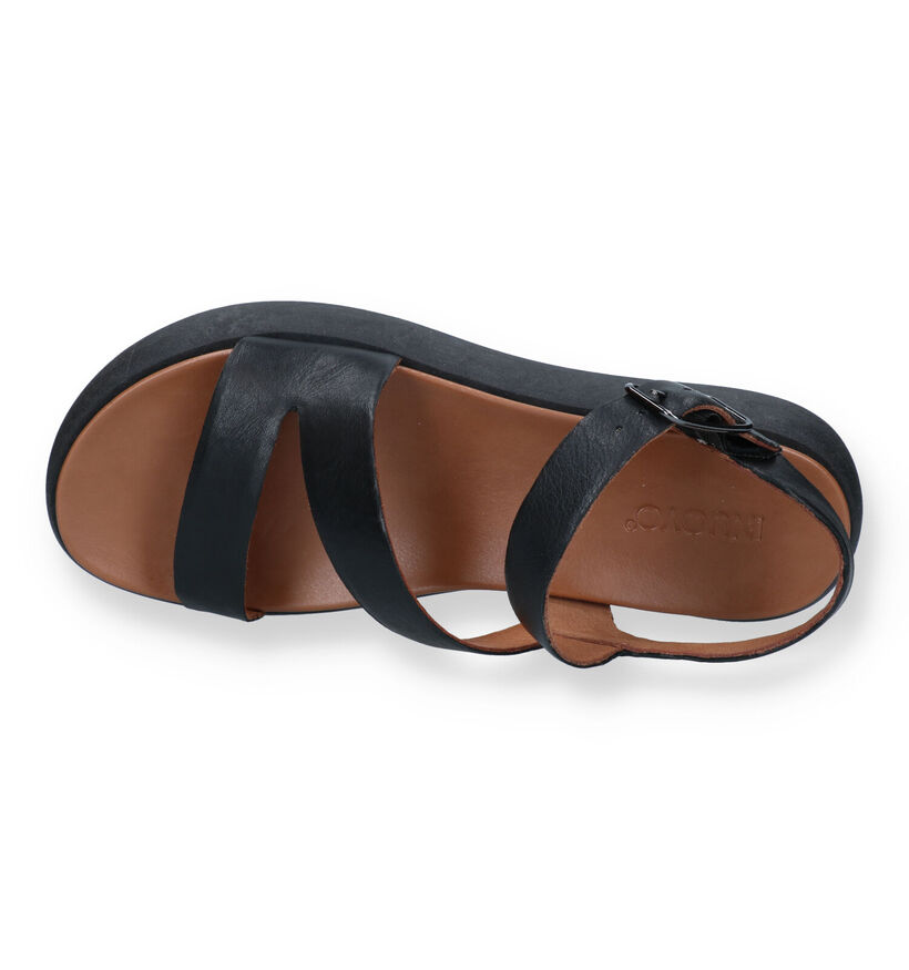 Inuovo Sandales plates en Noir pour femmes (356459)