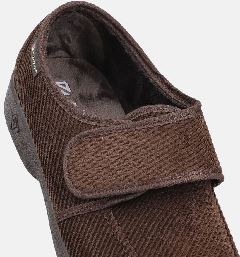 Torfs Home Pantoufles ferm&eacute;es en Brun fonc&eacute; pour hommes (381339)