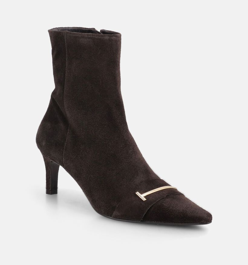 Zinda Bottines en Brun fonc&eacute; pour femmes (380880)