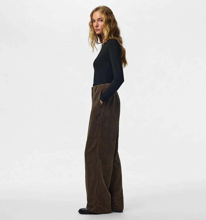 Pieces Audre Cord Donkergroene Geklede Broek voor dames (379333)