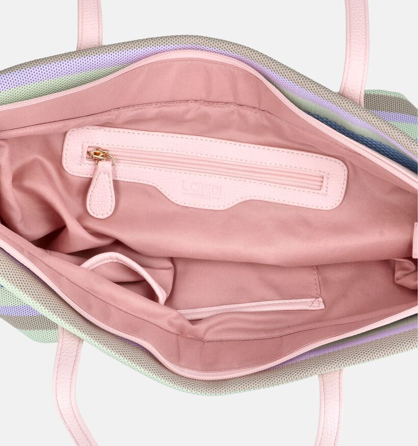 L.Credi Robina Roze/Gele Shoppertas Gestreept voor dames (370930)