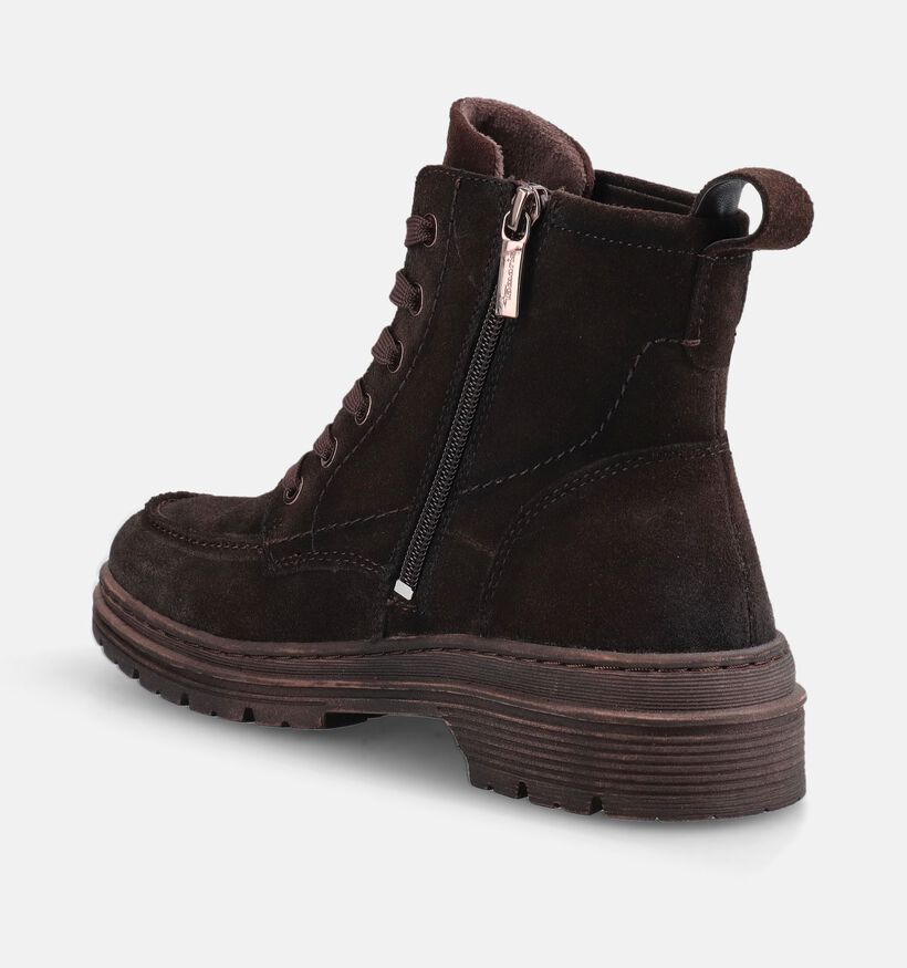 Tamaris Donkerbruine Boots met Veter en Rits voor dames (378929) - geschikt voor steunzolen