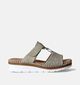 Rieker Nu-pieds talon compensé en Vert Khaki pour femmes (354973)