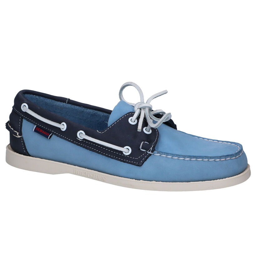 Sebago DOCKSIDE Blauwe Bootschoenen Sebago DOCKSIDE Blauwe Bootschoenen in nubuck (287479)