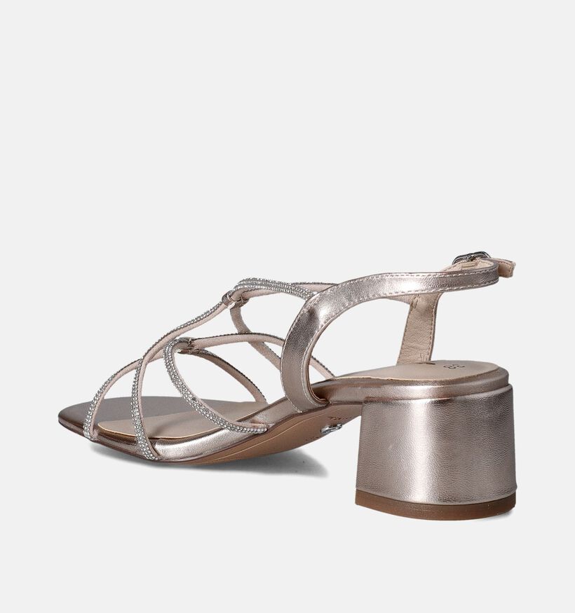 Tamaris Sandales avec talon carré en Or pour femmes (354445)