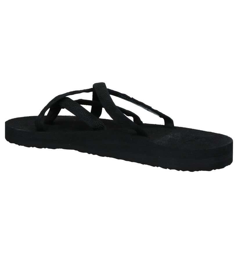 Teva Olowahu Zwarte Teenslippers in stof (270644)