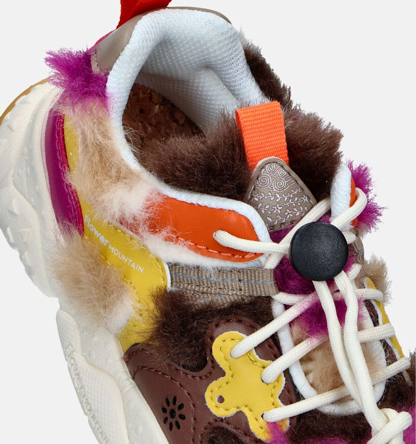 Naturino x Flower Mountain Yamano Bruine Sneakers voor meisjes (349004) - geschikt voor steunzolen