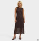 Vila Robe mi-longue en Brun fonc&eacute; pour femmes (383847)