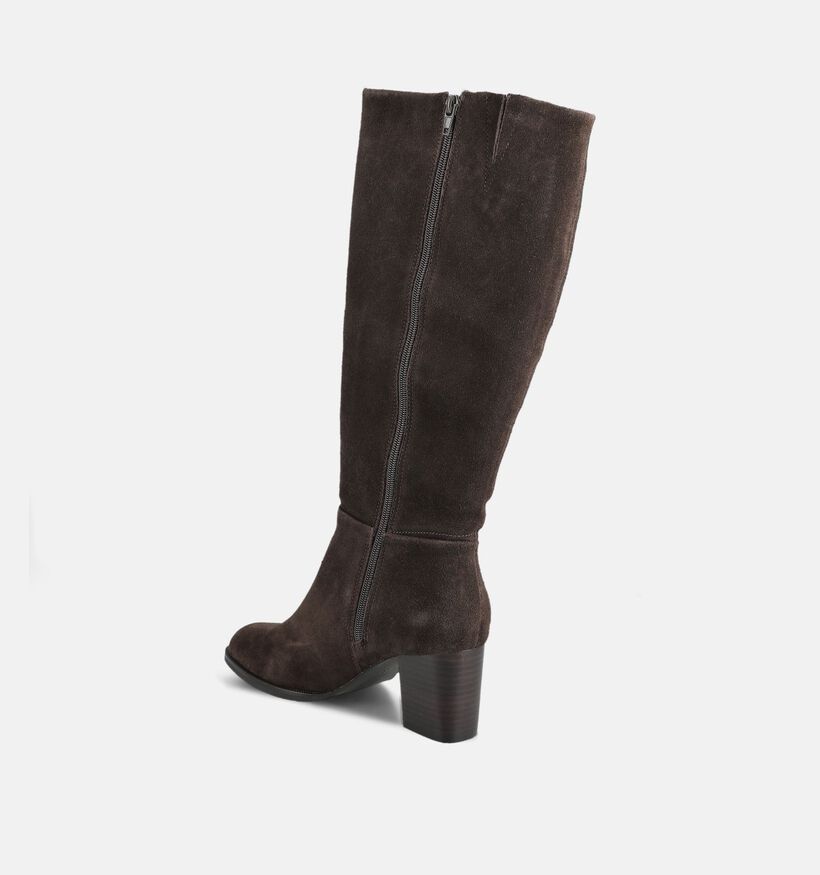 Poelman Bruine Lange Laarzen met Lage Hak voor dames (376084)