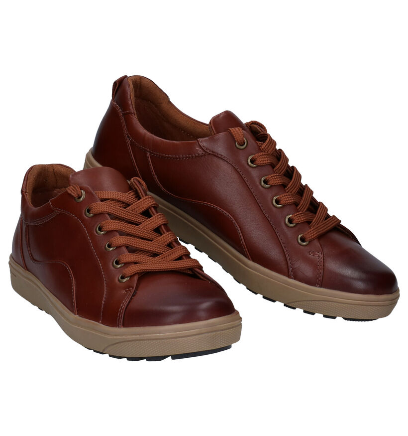 Jana Cognac Veterschoenen in leer (280894)