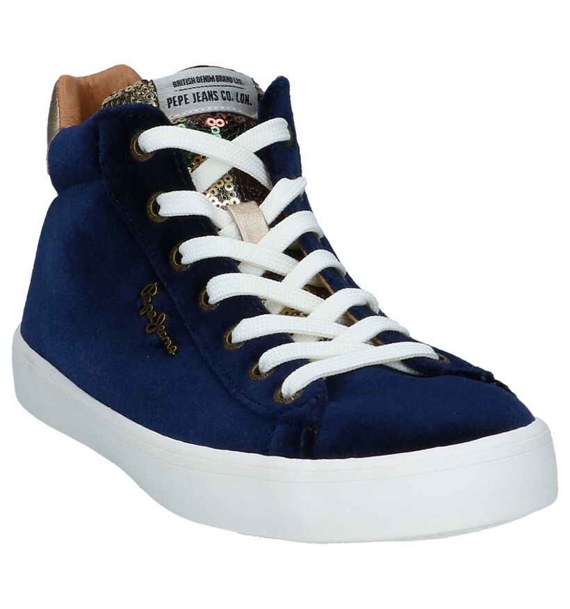 Pepe Jeans Baskets hautes en Bleu foncé en velours (225520)