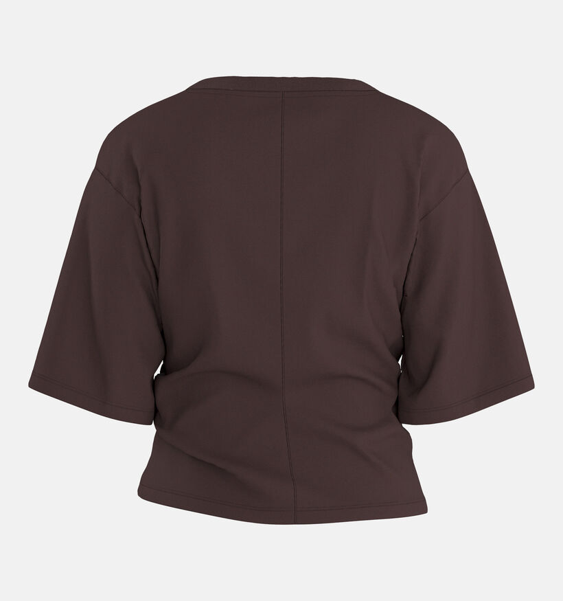 Hypedrop Riva Boxy Draped Donkerbruine T-shirt voor dames (386465)