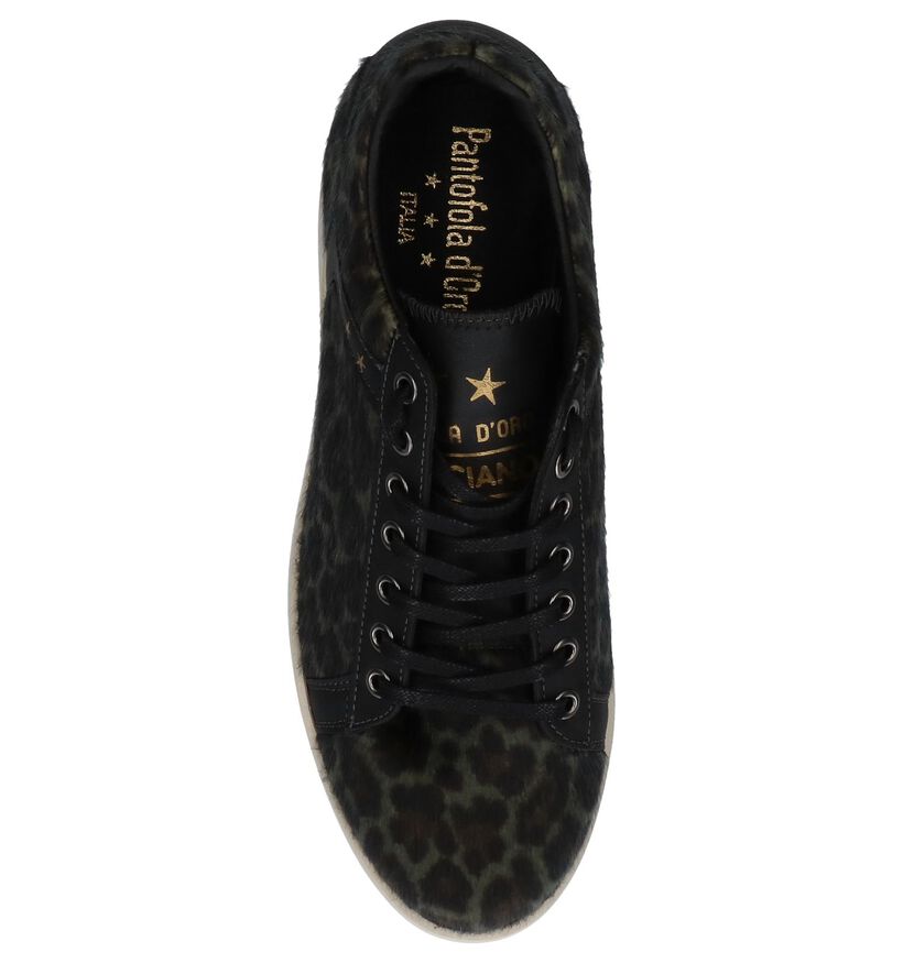 Bruine Sneakers Pantofola d'Oro Lecce Leopard Donne Low in leer (227336)