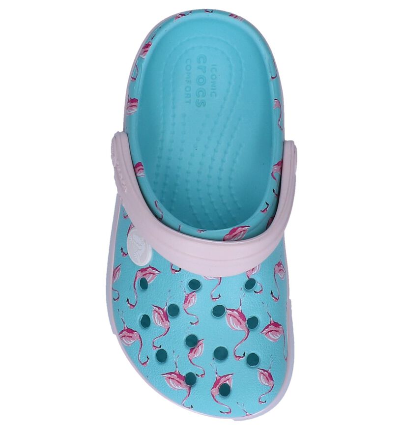 Lichtblauwe Slippers Crocs Crocband Multi Graphic, , pdp
