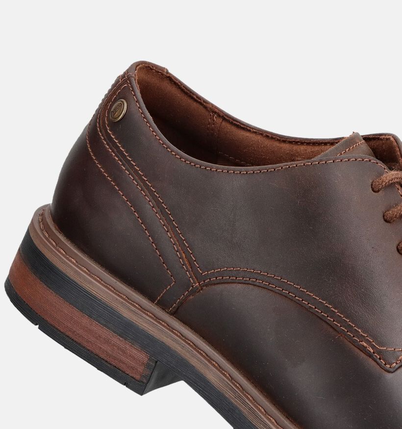 Clarks Newford Donkerbruine Geklede Veterschoenen voor heren (376488) - geschikt voor steunzolen