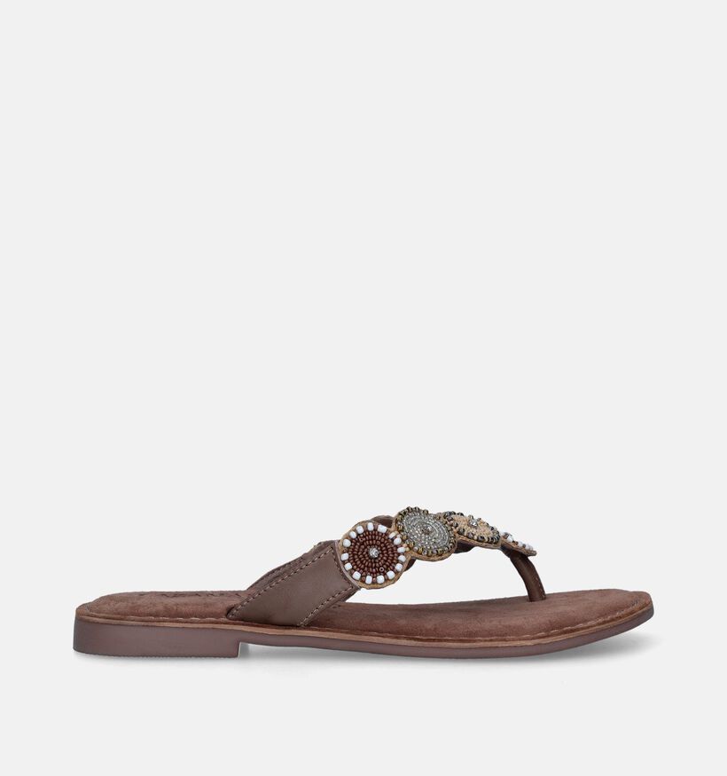 Lazamani Nu-pieds plates en Marron pour femmes (338375)