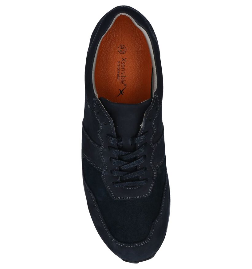 Donkerblauwe Casual Veterschoenen Xsensible Boston in nubuck (246720)