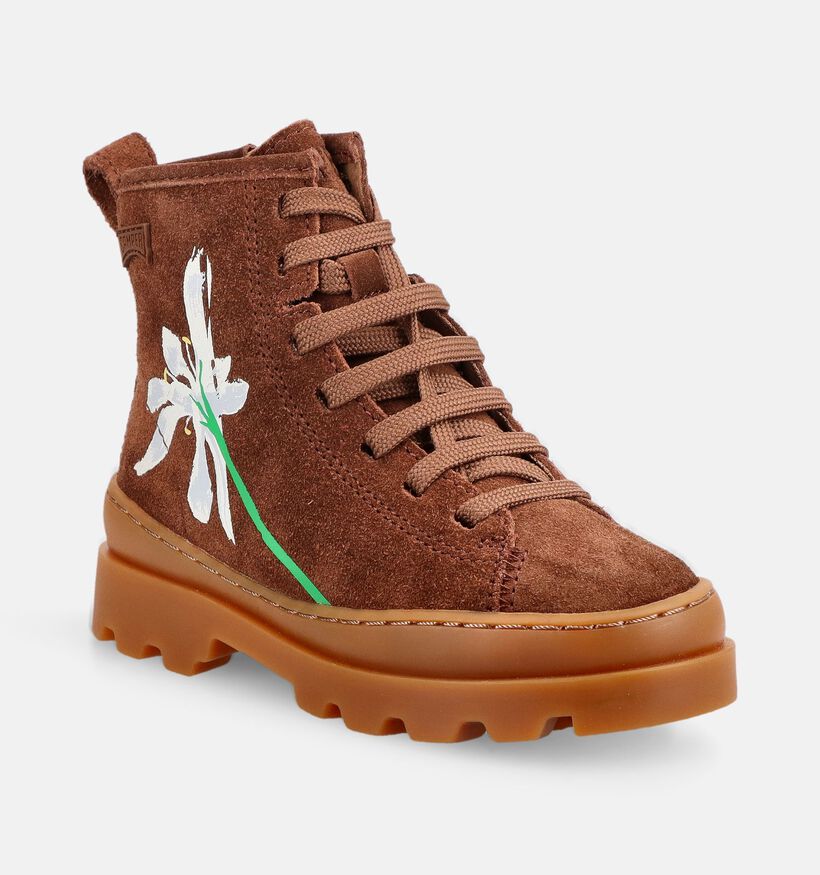 Camper Donkerbruine Boots met Veter en Rits voor meisjes (376124) - geschikt voor steunzolen