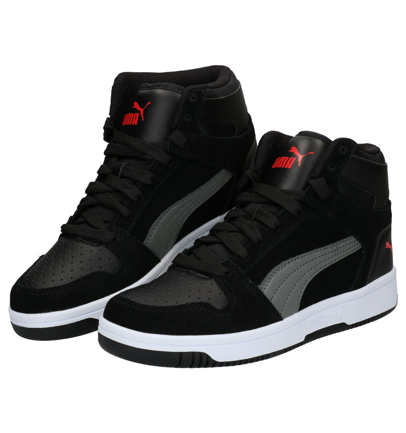 Puma Rebound Layup Zwarte Sneakers in leer (283055)