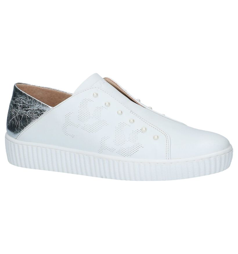 Witte Slip-on Sneakers met Kralen Mjus, , pdp