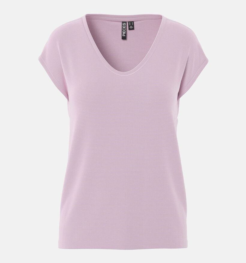 Pieces Billo Lurex T-shirt en Rose pour femmes (367084)