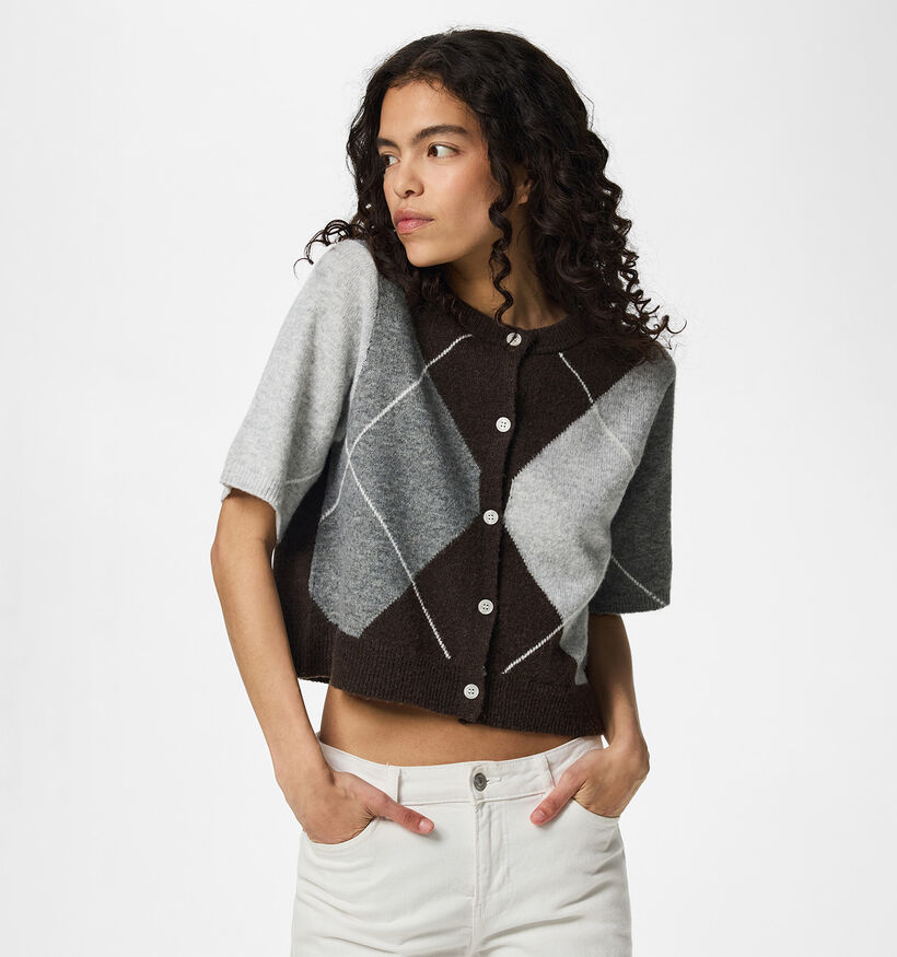 Pieces Sally Gilet en Brun/Gris pour femmes (379324)