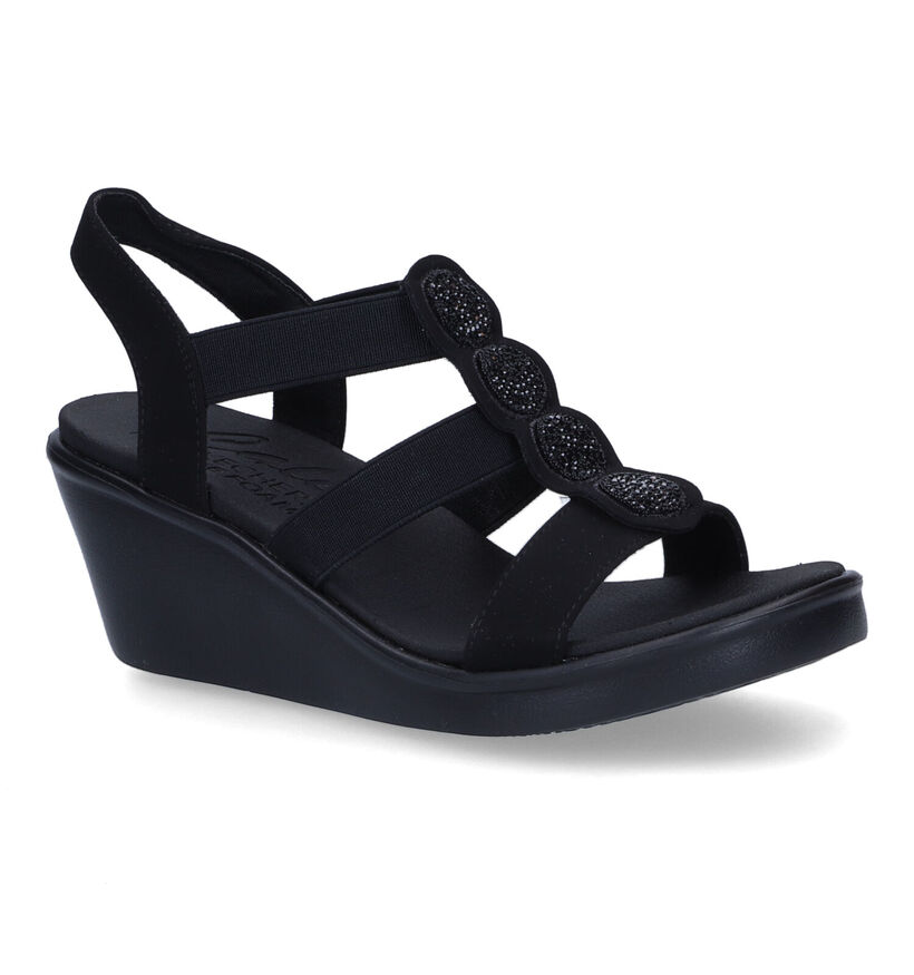 Skechers Rumble on Camp Glam Zwarte Sandalen in stof (310875)
